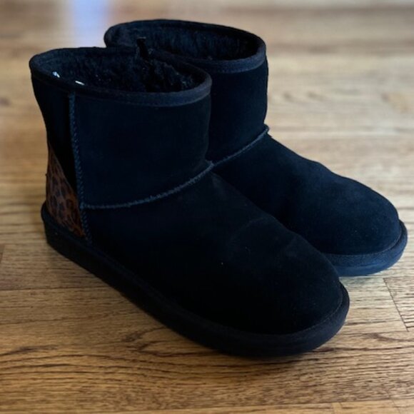 KOOLABURRA BY UGG: YOUTH GIRLS 'KOOLA MINI LEOPARD' SUEDE FASHION BOOTS-SIZE 4 - Picture 2 of 4